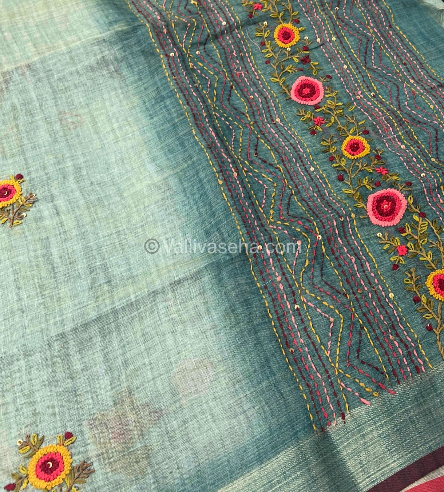 French Knot - Tissue Saree - Blue Shade - VVLFN001
