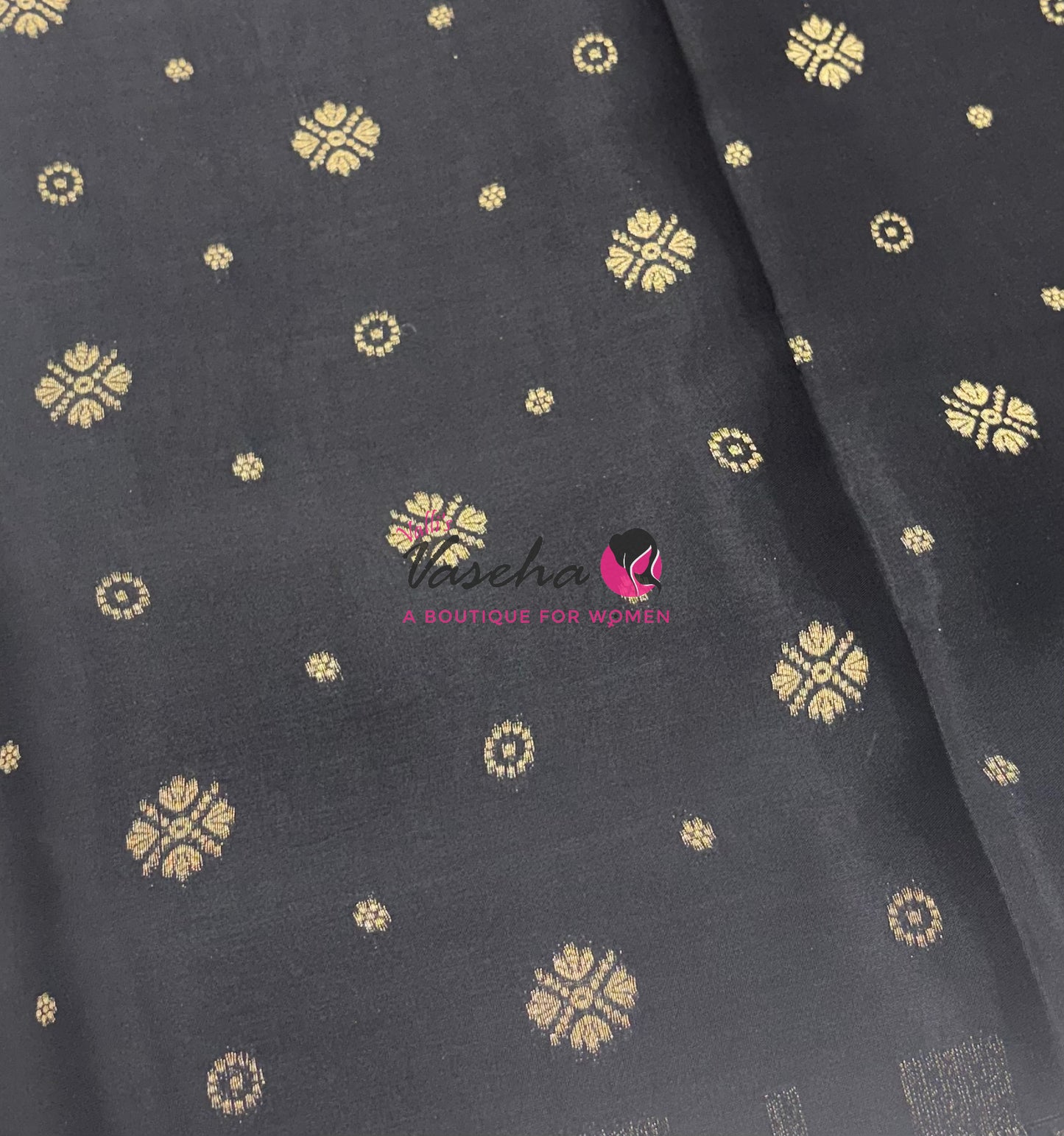 Semi Mysore Crepe Silk - Black Shade - VVSMC004