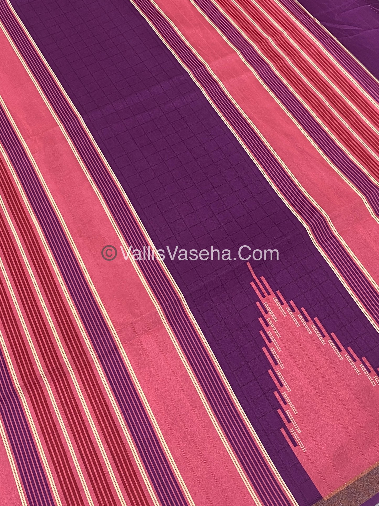 Semi Chanderi Saree - Purple & Pink Combo - VVSCS003