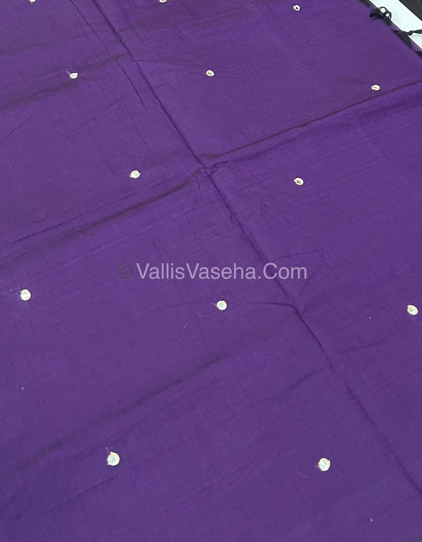 South Mixed Cotton - Mirror Work Embroidery - Purple With Grey - VVPCM002