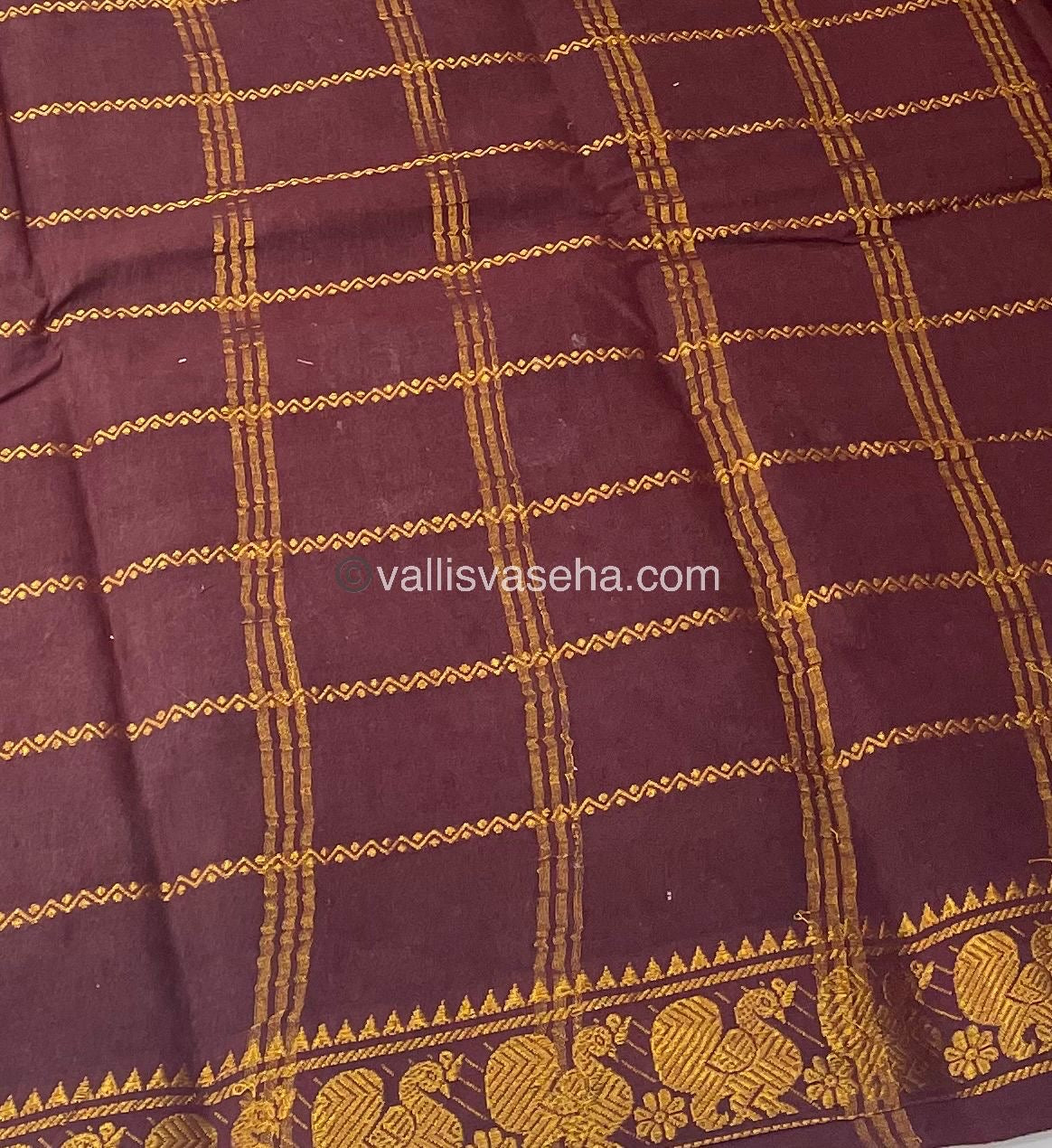 Sungudi Cotton Saree | Velthari Design - Masturd Yellow with Maroon Shade - VVSCV001