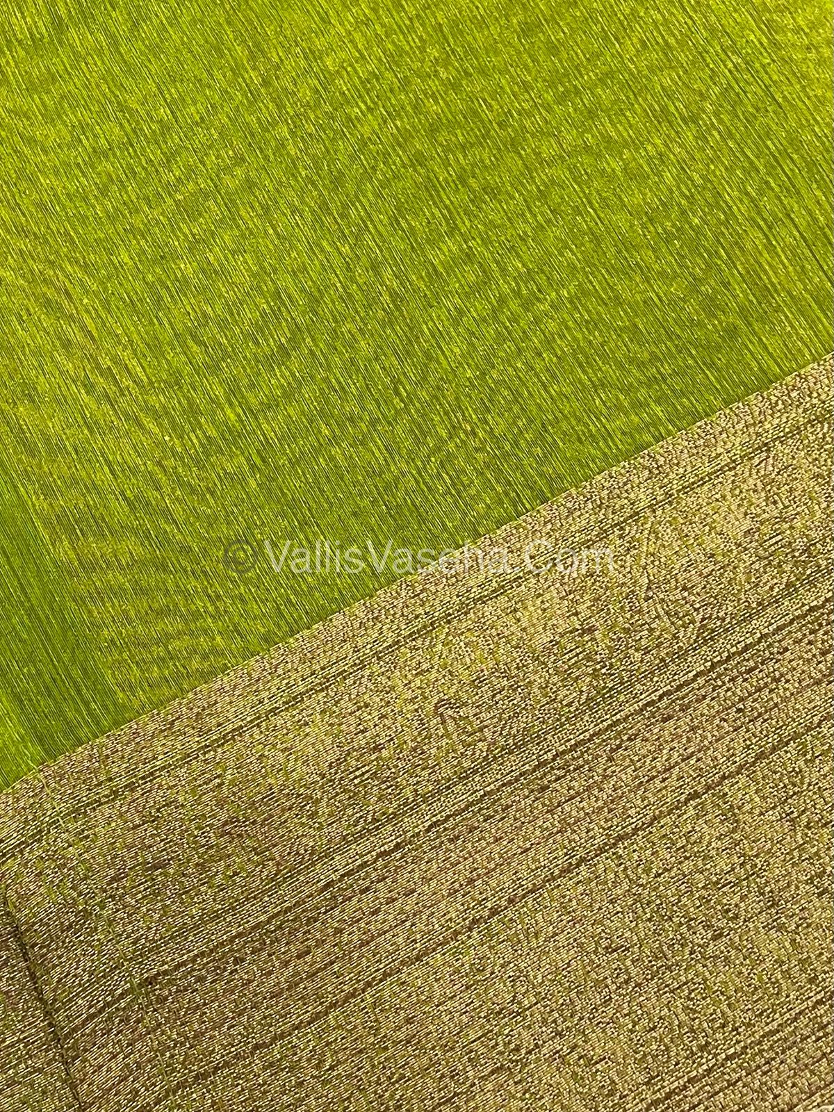 Bamboo Silk Saree - Blue with Green Shade - VVBSS008