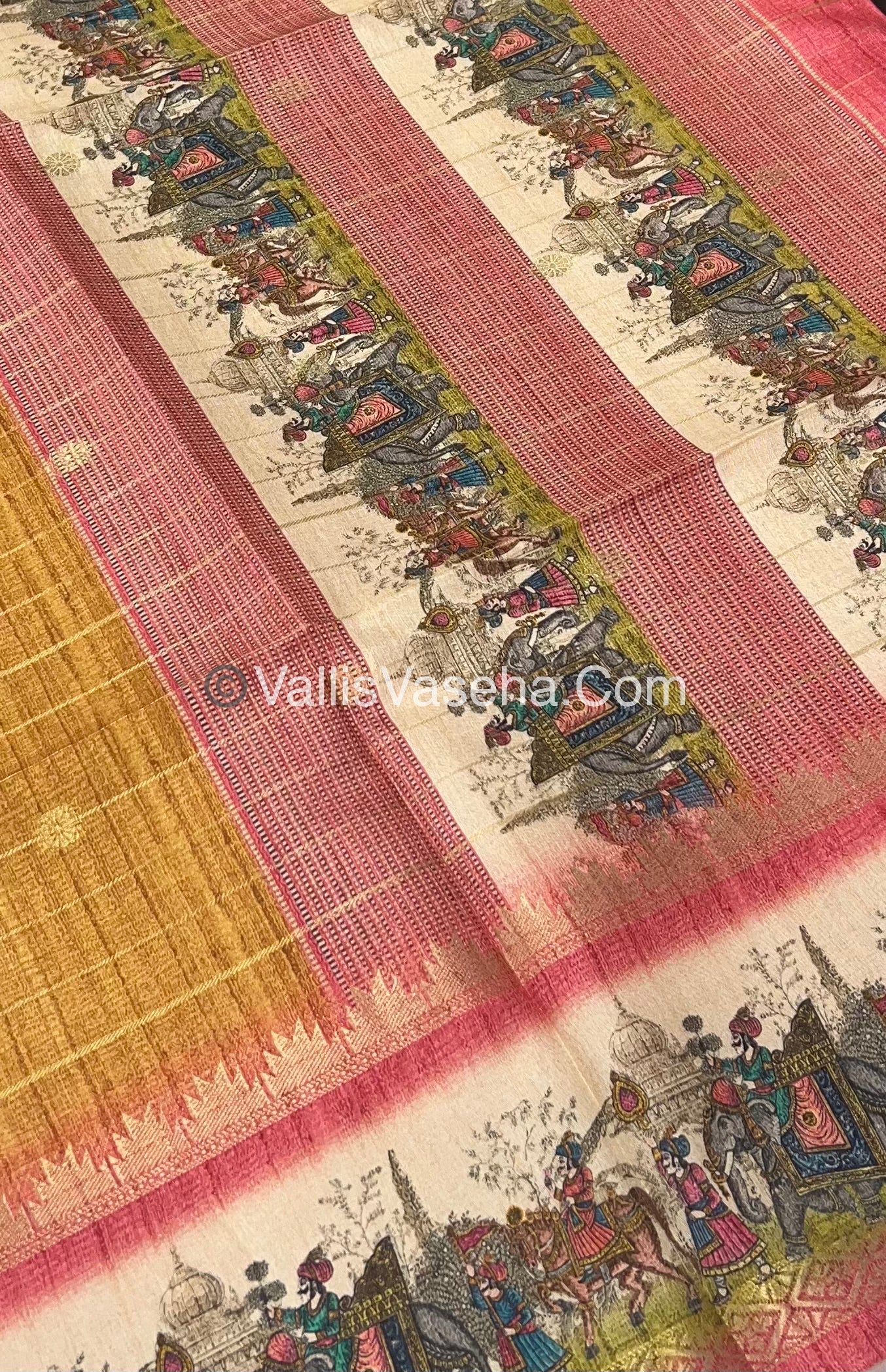 Semi Chanderi Saree - checks pattern - VVSCS004