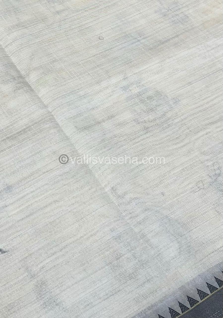 Semi Tussar Embroidery - Cream with Greyish Black Combo - VVSTE001