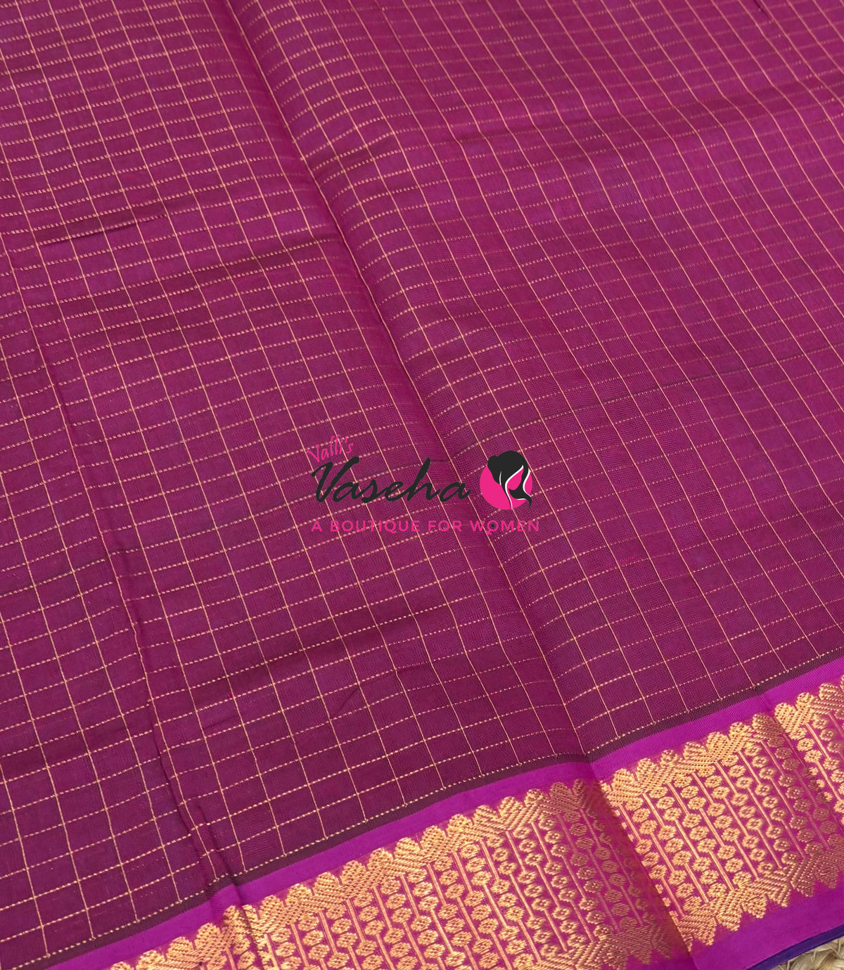 Semi Silk Cotton Saree - Checks Pattern - VVSSC019