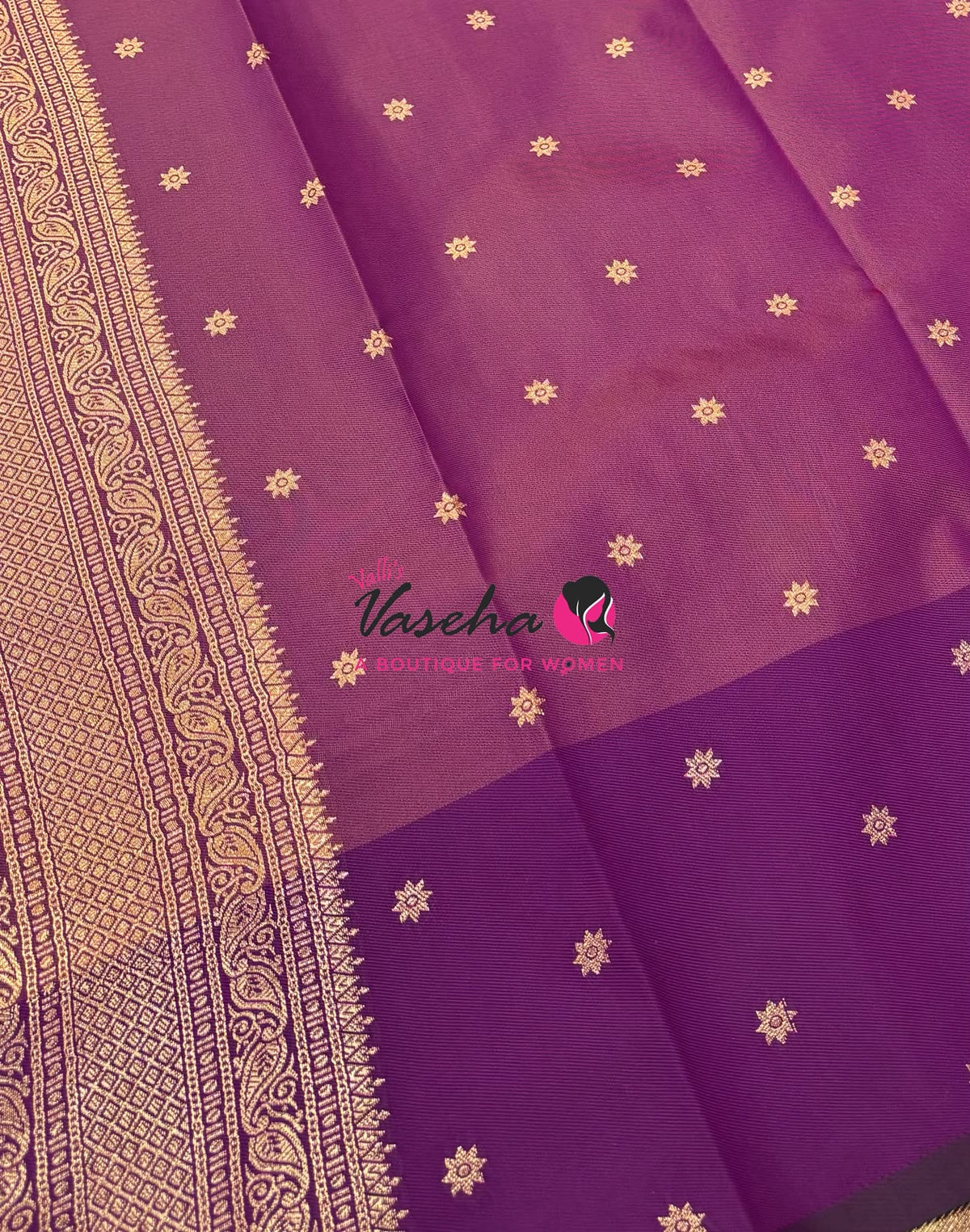 Semi Soft Silk - Peach With Purple - VVSSS039