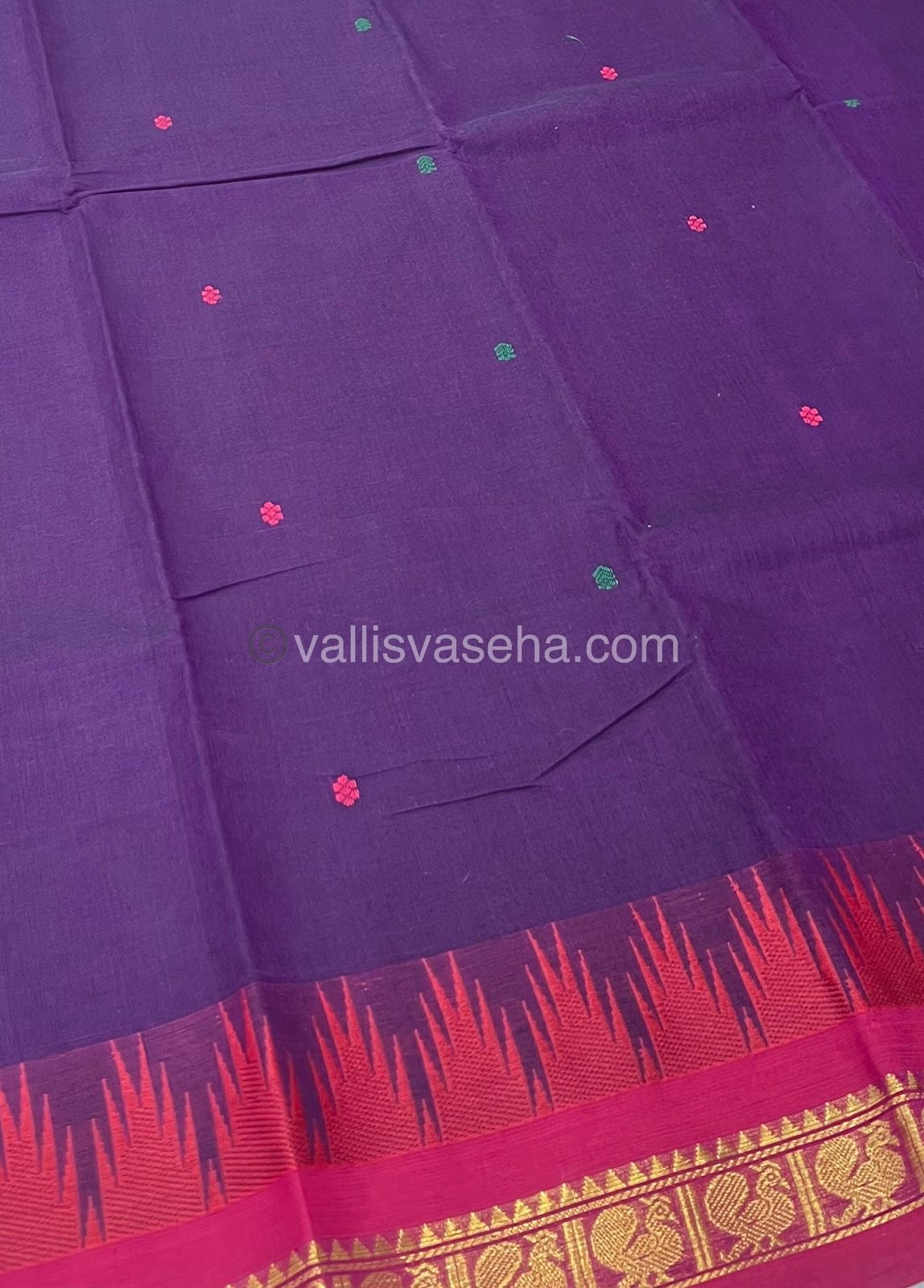 Kanchi Cotton Saree - Butta Design With Ganga Jamuna Border VVKCS008