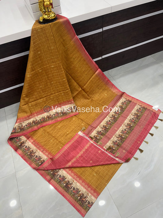 Semi Chanderi Saree - checks pattern - VVSCS004