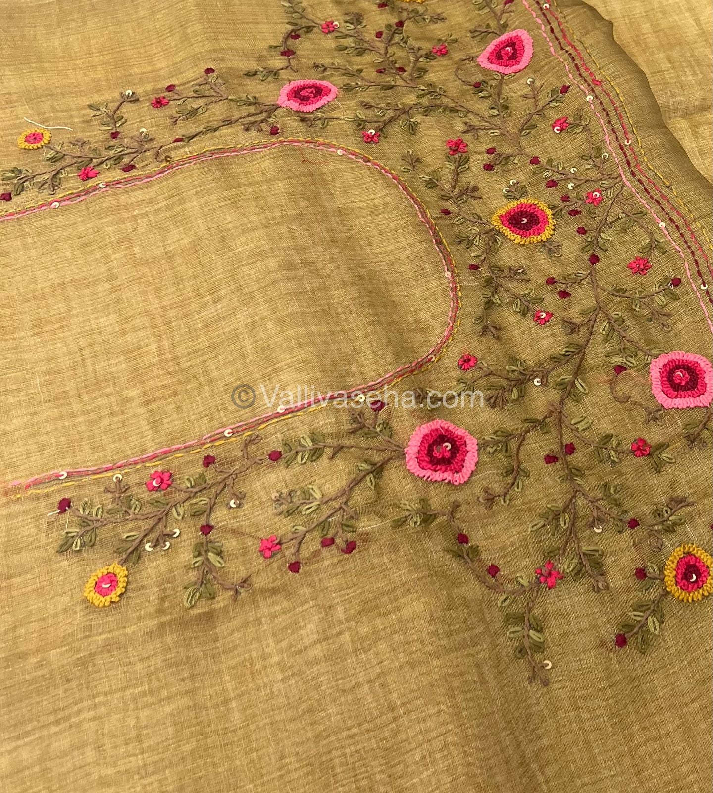 French Knot - Tissue Saree - Green Shade - VVLFN001