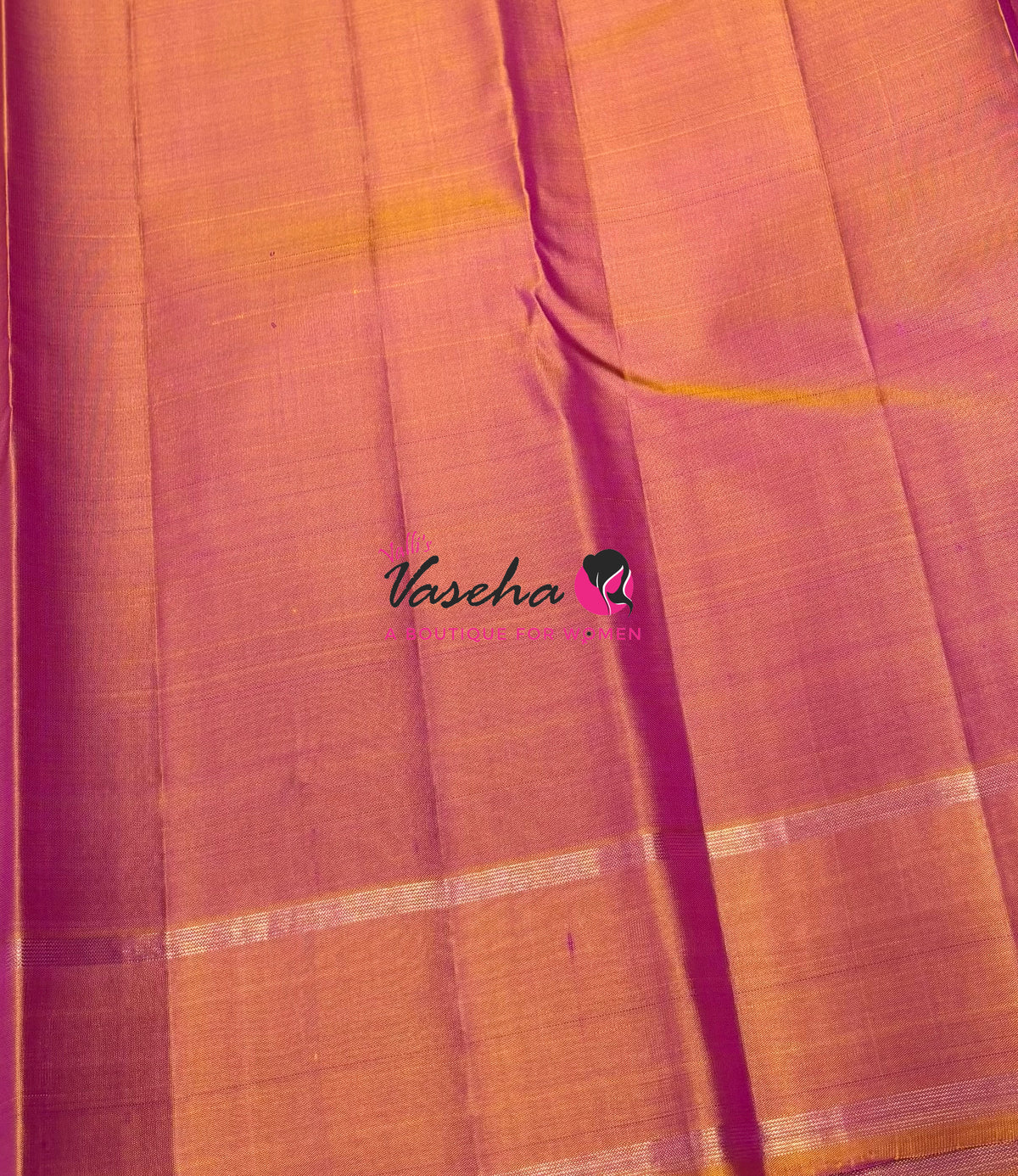 Pure Kanchipuram Silk Saree - Purple & Orangish Gold Combo - VVPS046