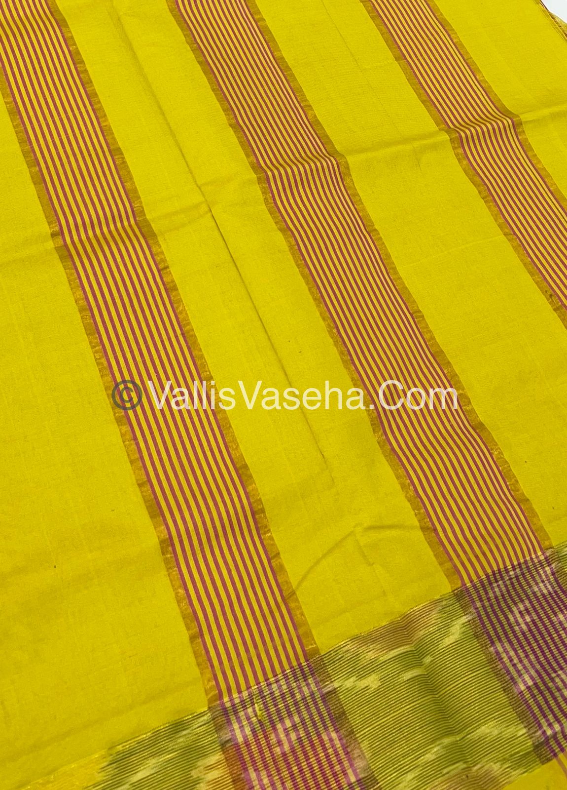 Semi Silk Cotton Saree - Pink& Yellow - VVSSC001