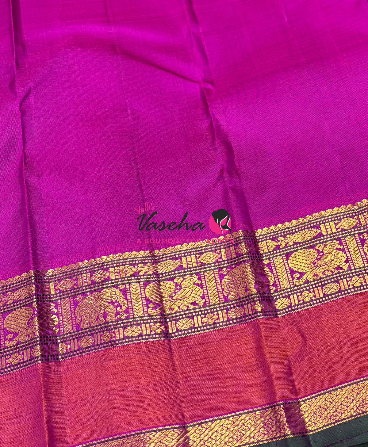 Pure Kanchipuram Silk Saree - Purple & Pink Combo - VVPS038