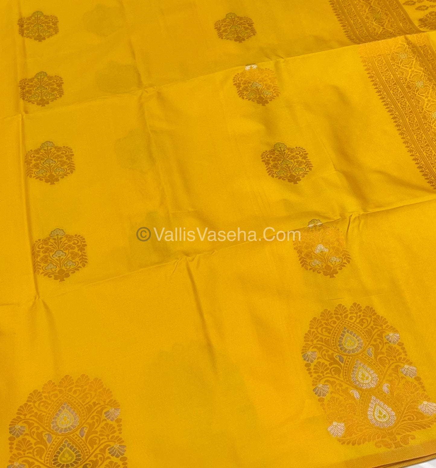 Semi Soft Silk - Border Butta- Yellow Shade -VVSSS010