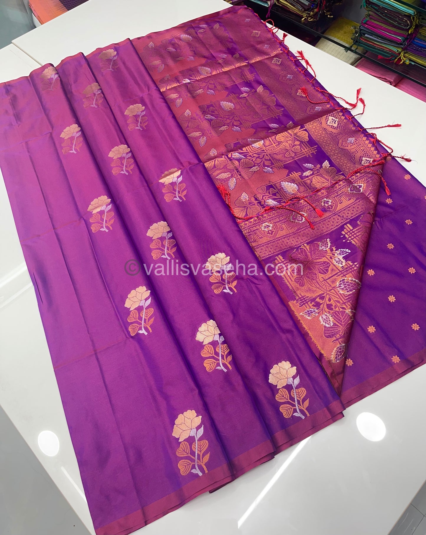 Semi Soft Silk - Border less - Purple Shade -VVSSS007