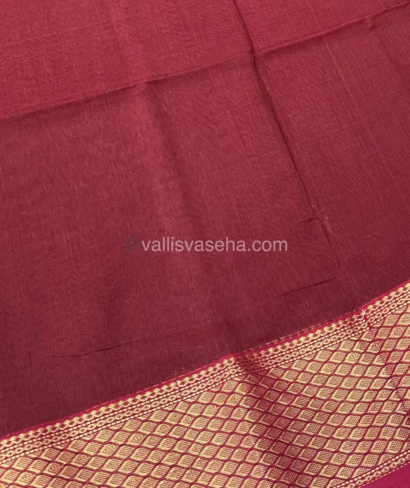 Pure Maheshwari Silk Cotton Saree - Maroonish Brown Color - VVMSC003