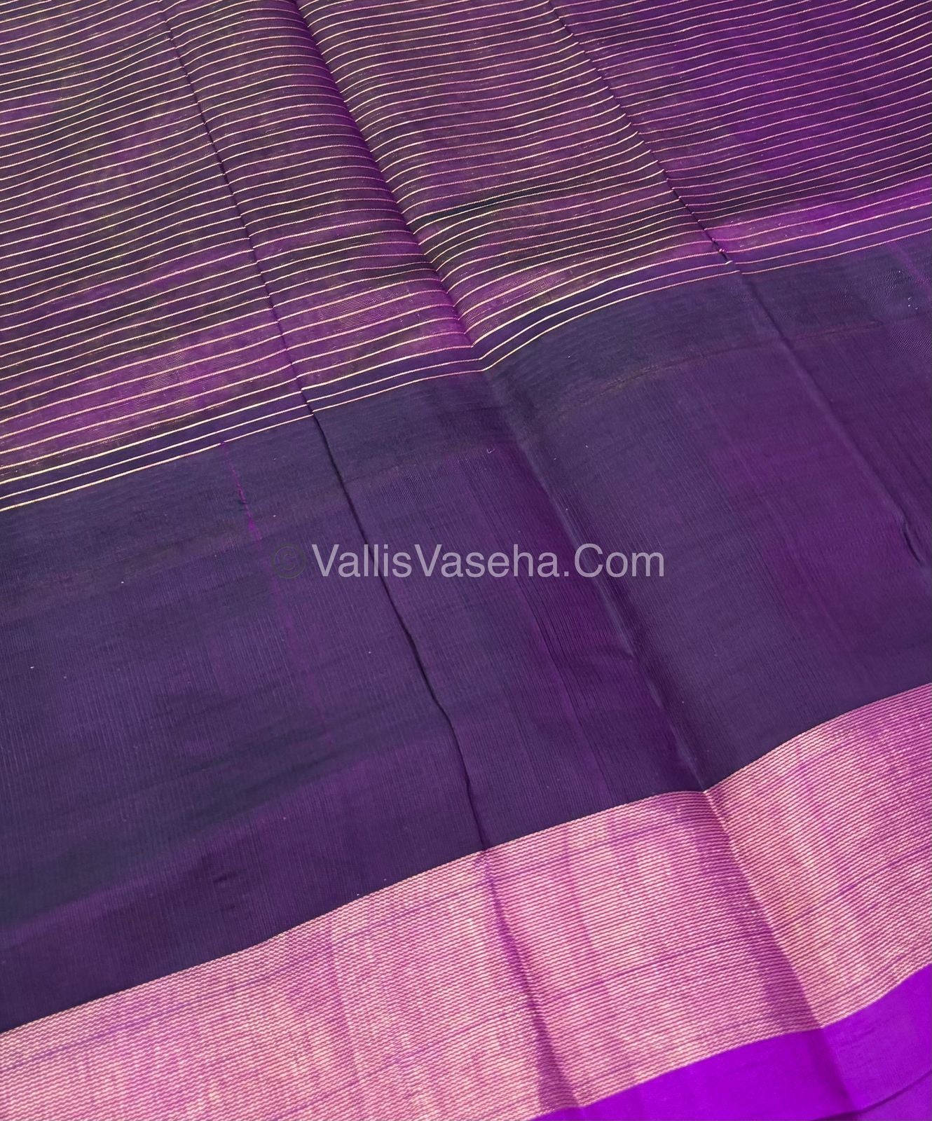 Pure Korvai Silk Cotton - Green with Purple - VVKSC027