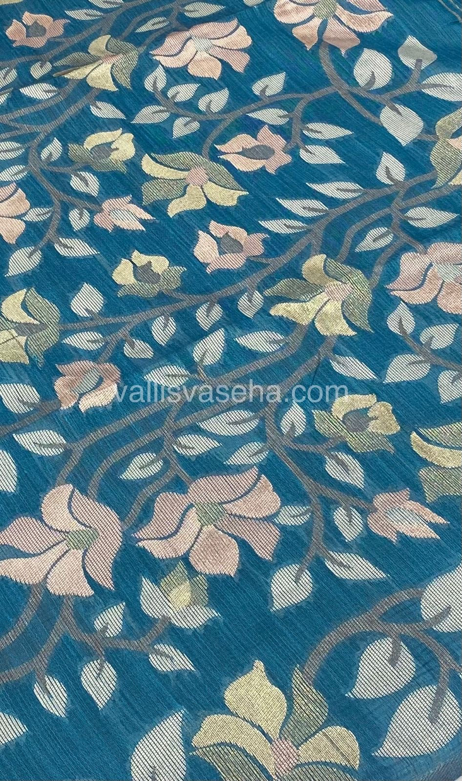 Semi Raw Silk with Jamdhani Design Weaving - Ramar Blue Shade - VVRS001