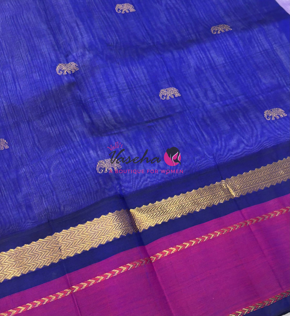 Pure Korvai Silk Cotton With Elephant Butta Border - VVKSC018