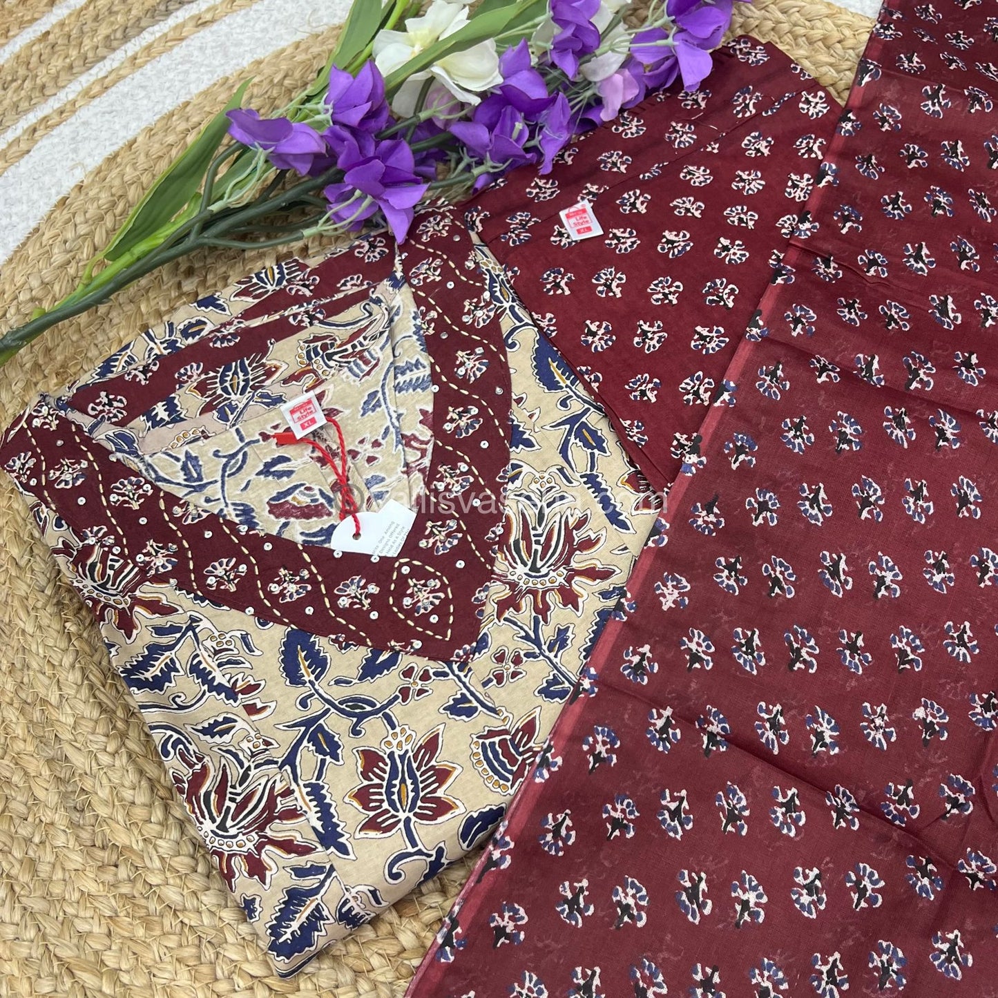 (Ready Made - Anarkali - Salwar, Kameez & Duppatta(3pc)- Printed Cotton - VVAS003