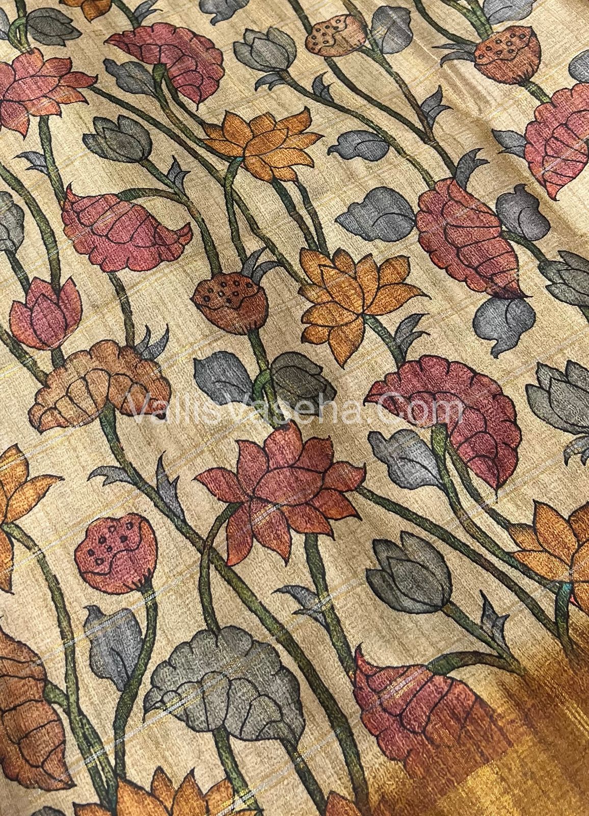 Semi Chanderi Saree - checks pattern - VVSCS004