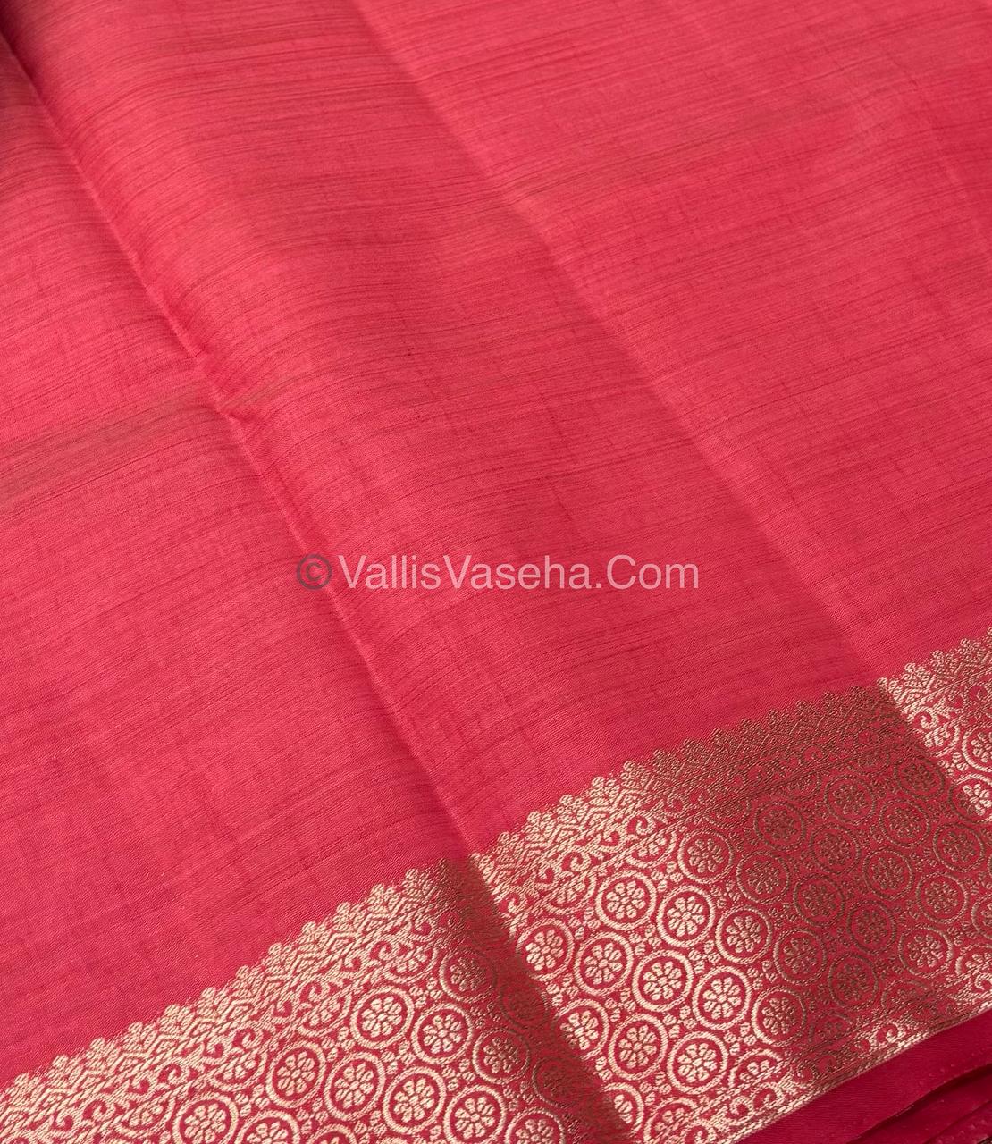 Semi Tussar Silk - Grand Pallu - Red Shade - VVSTS025
