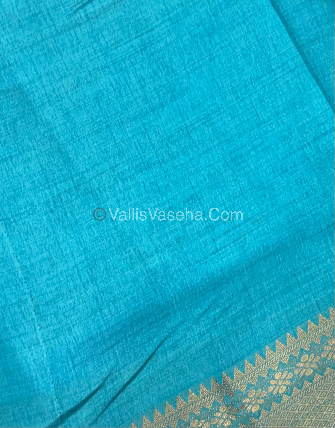 Semi Tussar Silk - Grand Pallu Blue Shade - VVSTS017