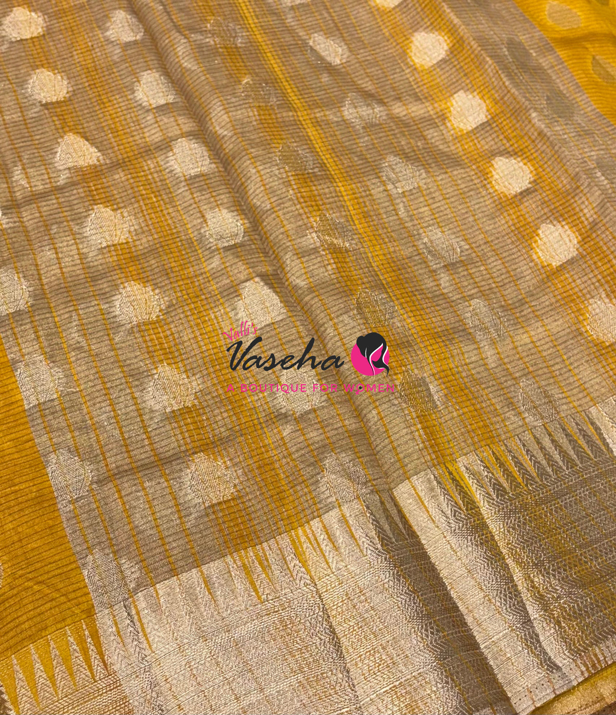 Semi Tussar Silk Saree | Yellow Shade |VVSTS053