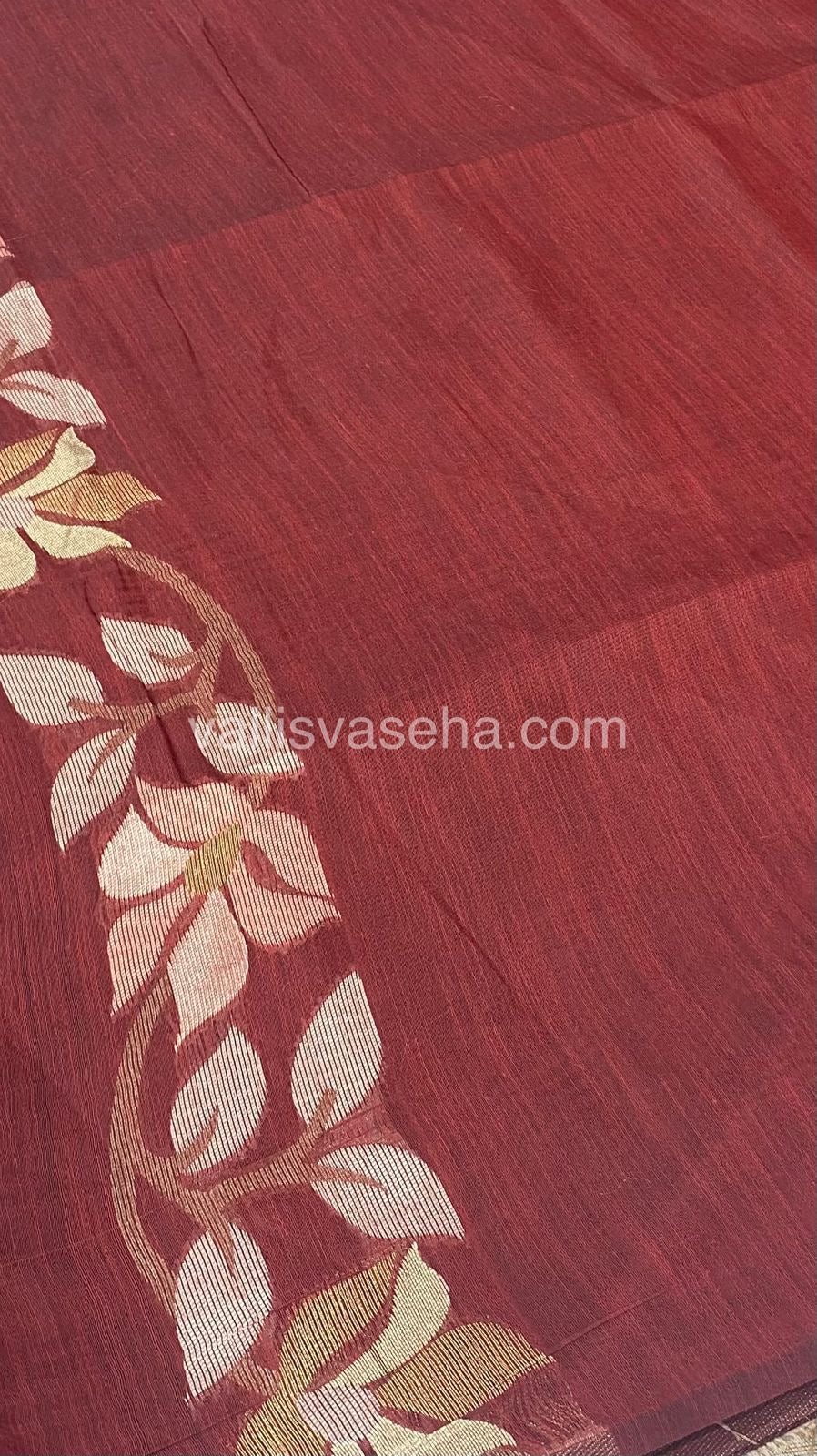 Semi Raw Silk with Jamdhani Design Weaving - Meroon Shade - VVRS001