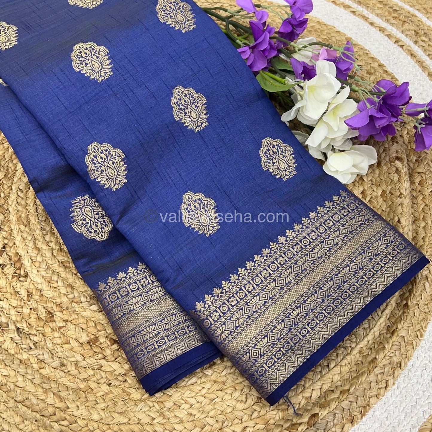 Semi Tussar Silk Saree - Navy Blue Shade - VVSTS008
