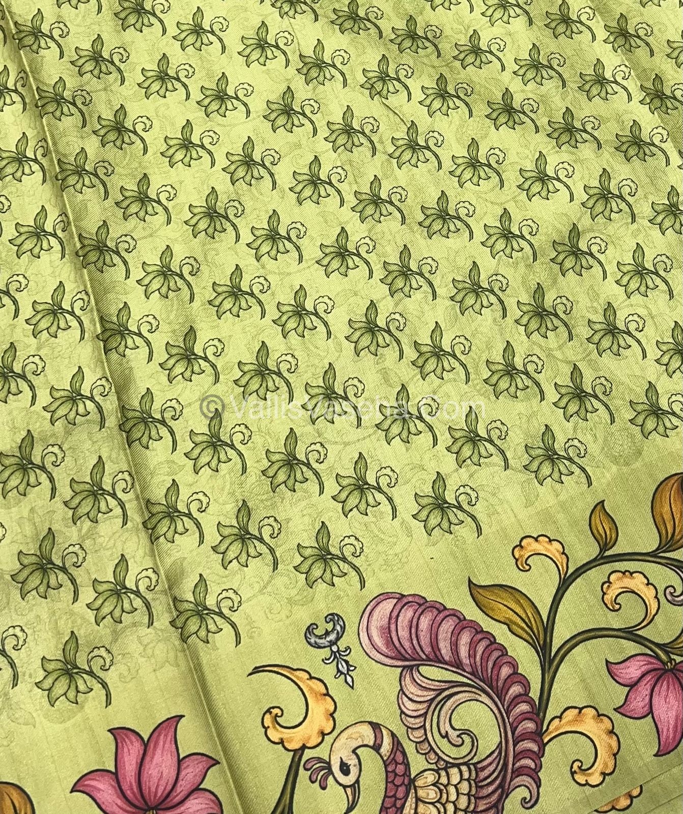 Semi Tussar Silk - Green With Green Shade - VVSTS040