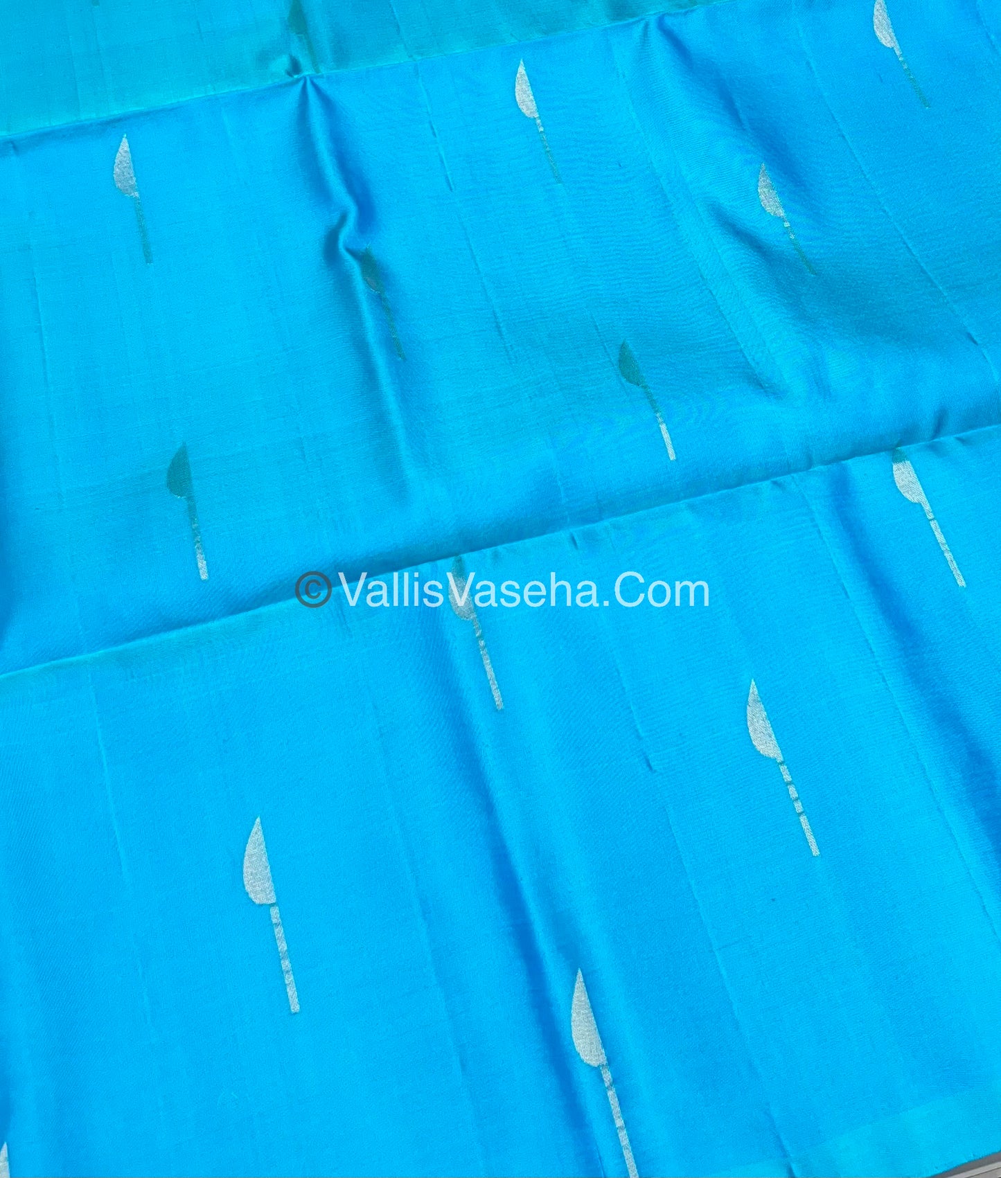 Pure Soft Silk Saree - Light weight - Border Less - Blue & Peach - VVPSS035