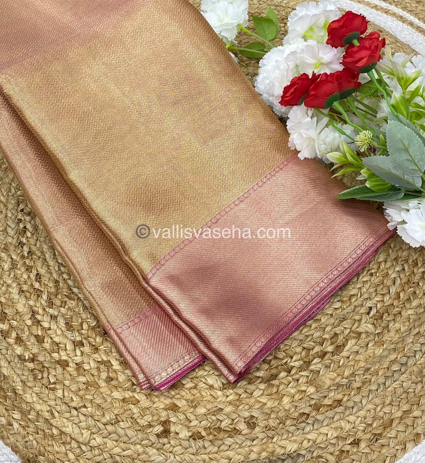 Semi Bridal Tissue Sarees | Jothika Hit Design |Gold mixed Pink shade - VVJTS001