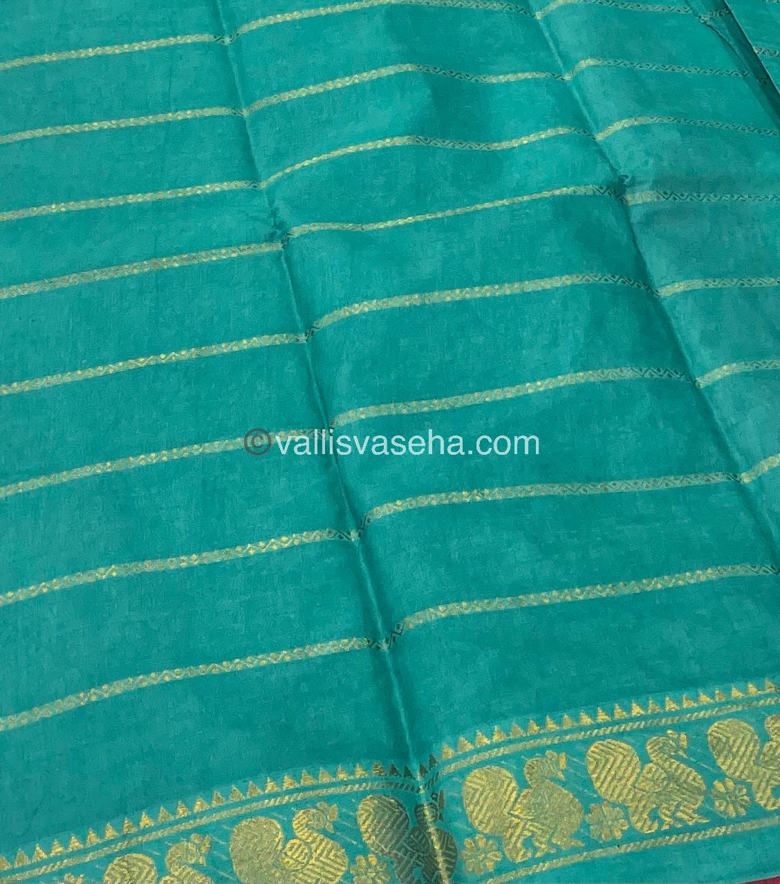 Sungudi Cotton Saree | Velthari Contrast Blouse Design - Peach with peacock Green Shade - VVSCV002