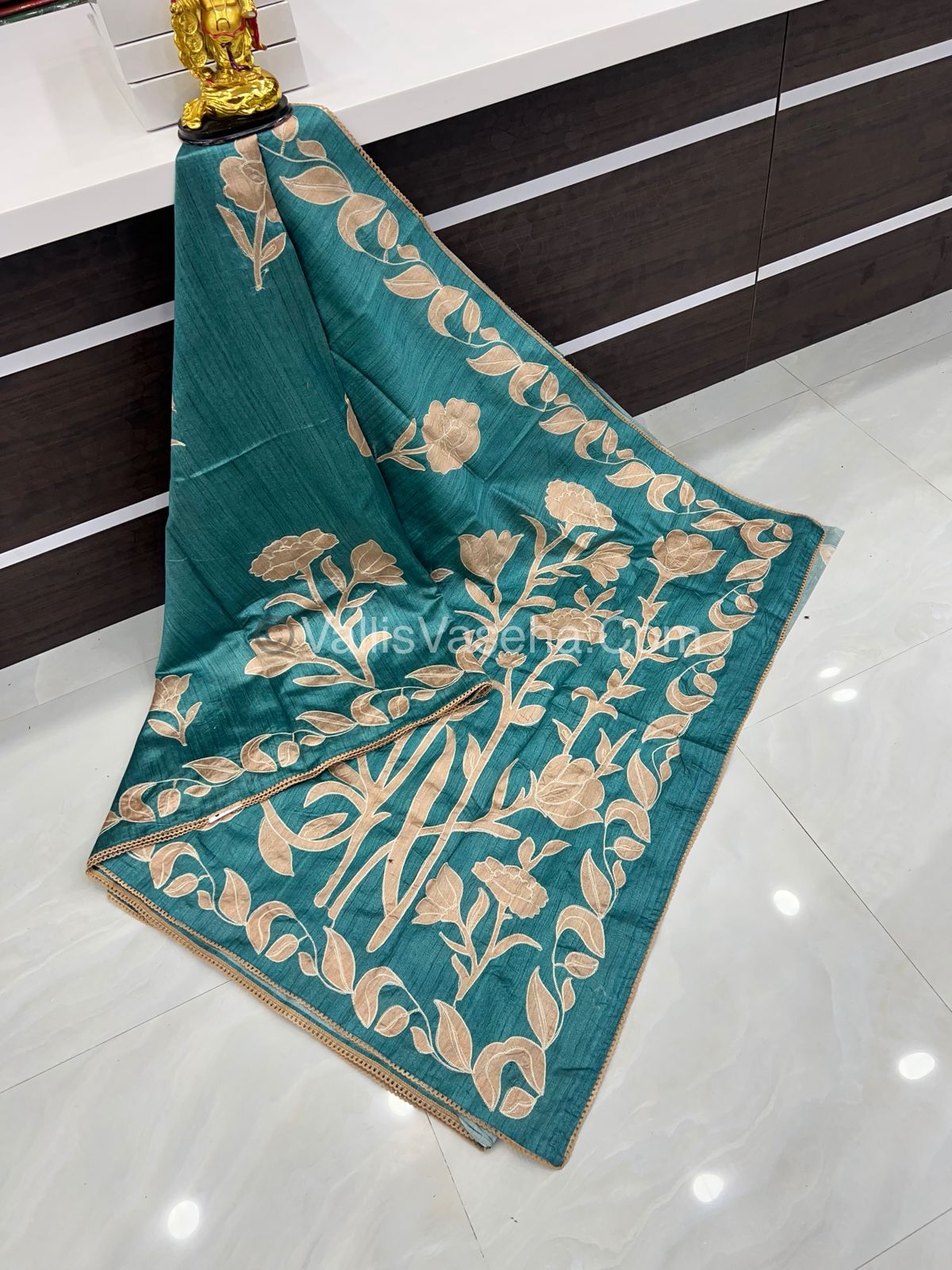 Semi Raw Silk with embroidery work - VVSRS001