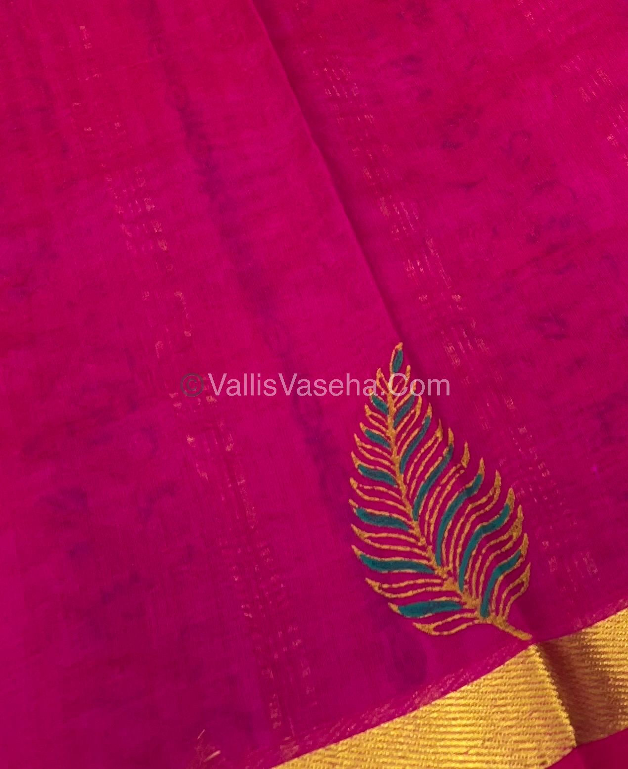 Pure Printed Silk Cotton Sarees - Peachish Pink with Pink - VVPSC003
