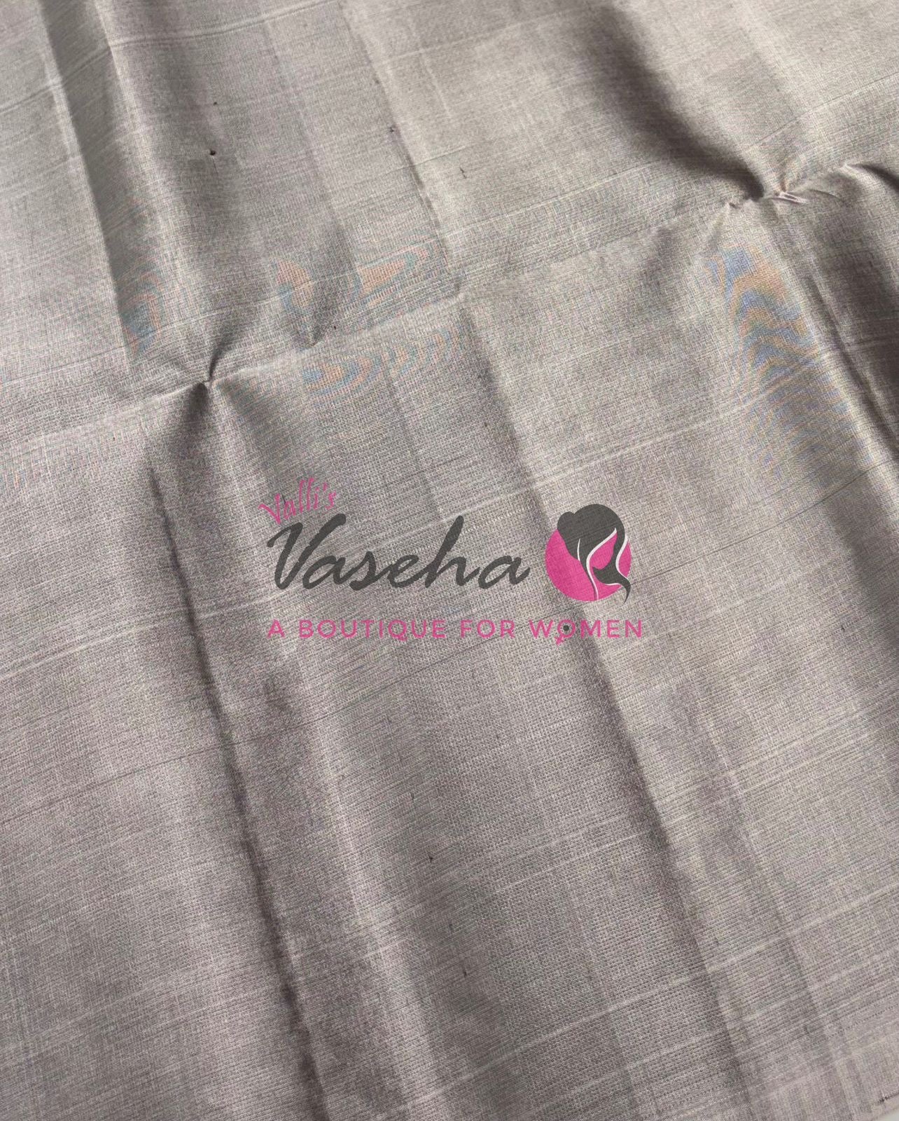 Pure Soft Silk Saree - (1.75 Warp) Shade Of Green & Grey Combo - VVPSS064