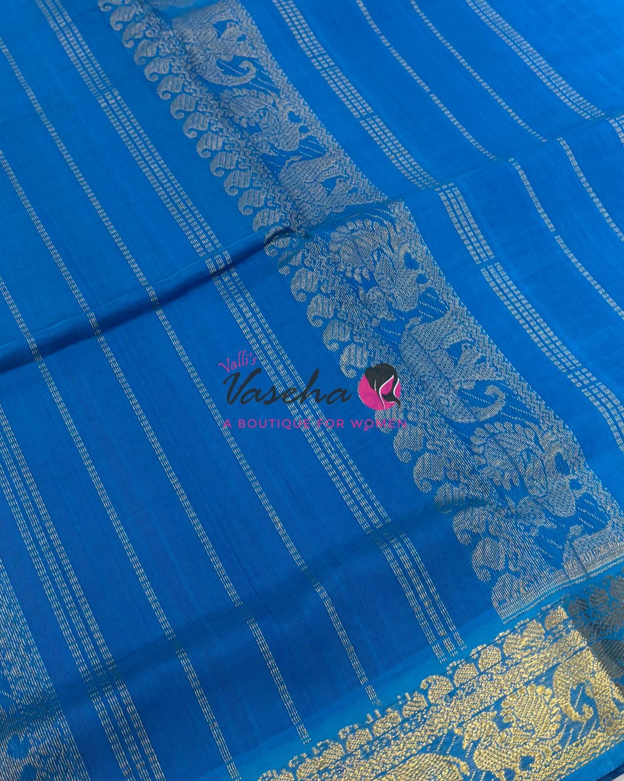 10 yards - Pure Silk Cotton - Blue & Blue Shade - VVTYSC002