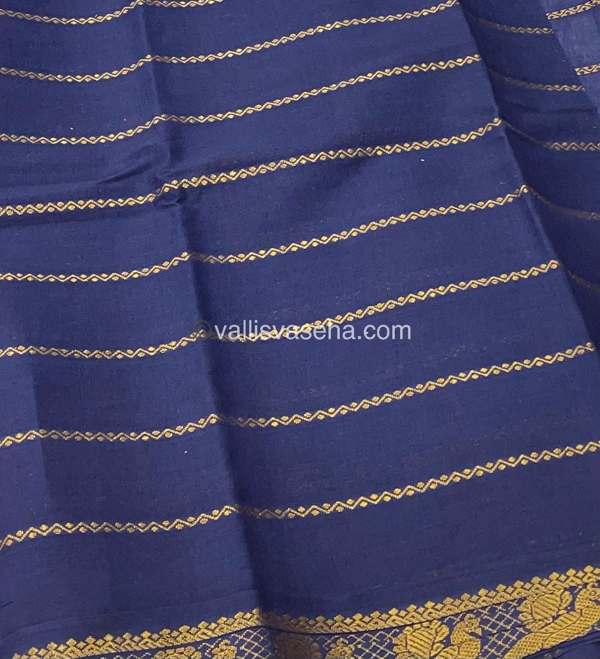 Sungudi Cotton Saree | Velthari Design - Sandel with Navy Blue Shade - VVSCV001