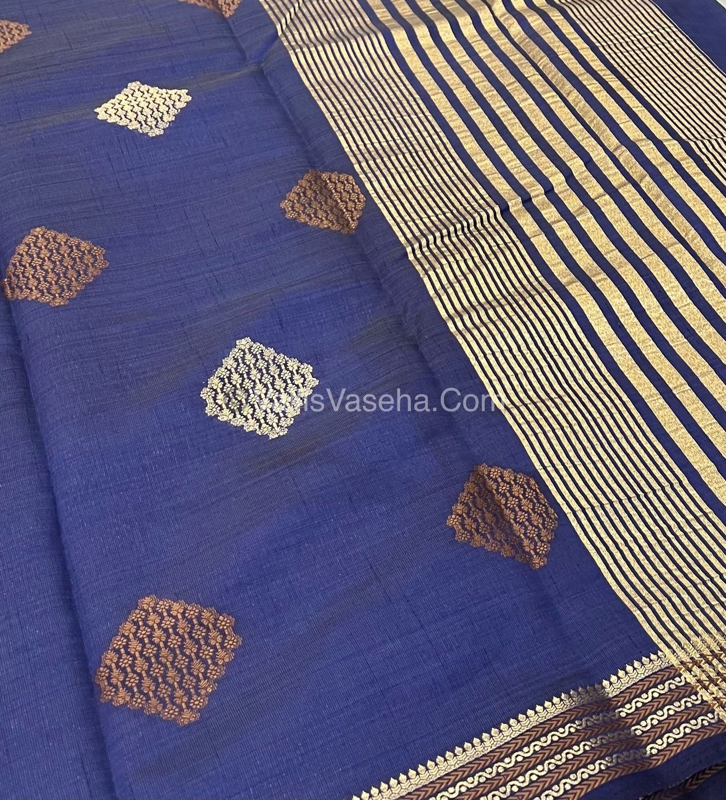 Semi Tussar Silk Saree - Navy Blue Shade - VVSTS016