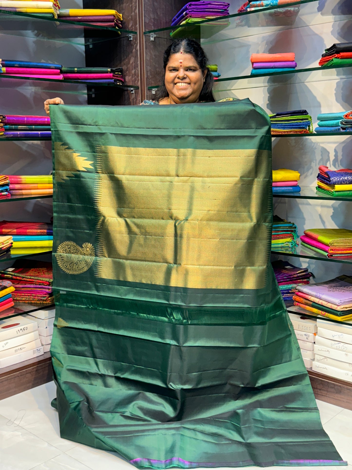 Pure Soft Silk Saree - Jothika Hit design - Dark Green - VVPSS005