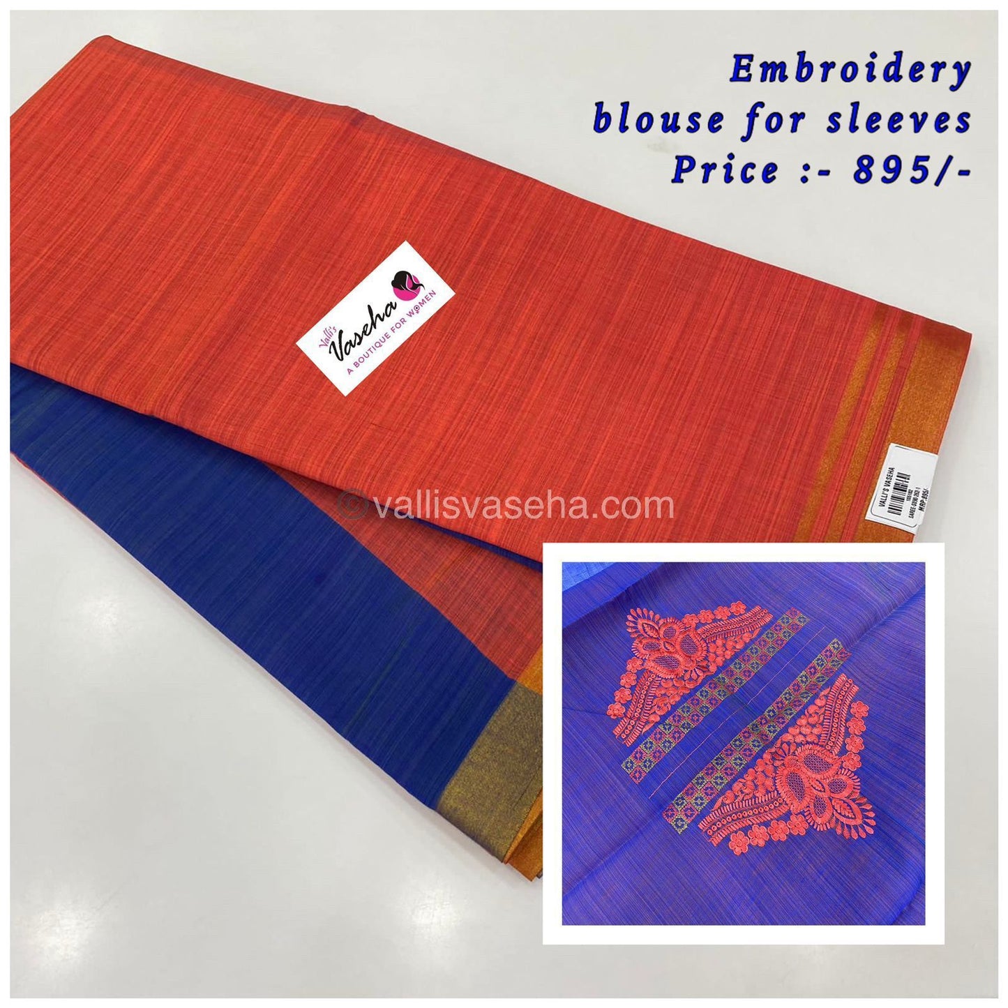 Mixed Cotton Saree | Peach And Blue| Happy sale | 30% less - VVHS005