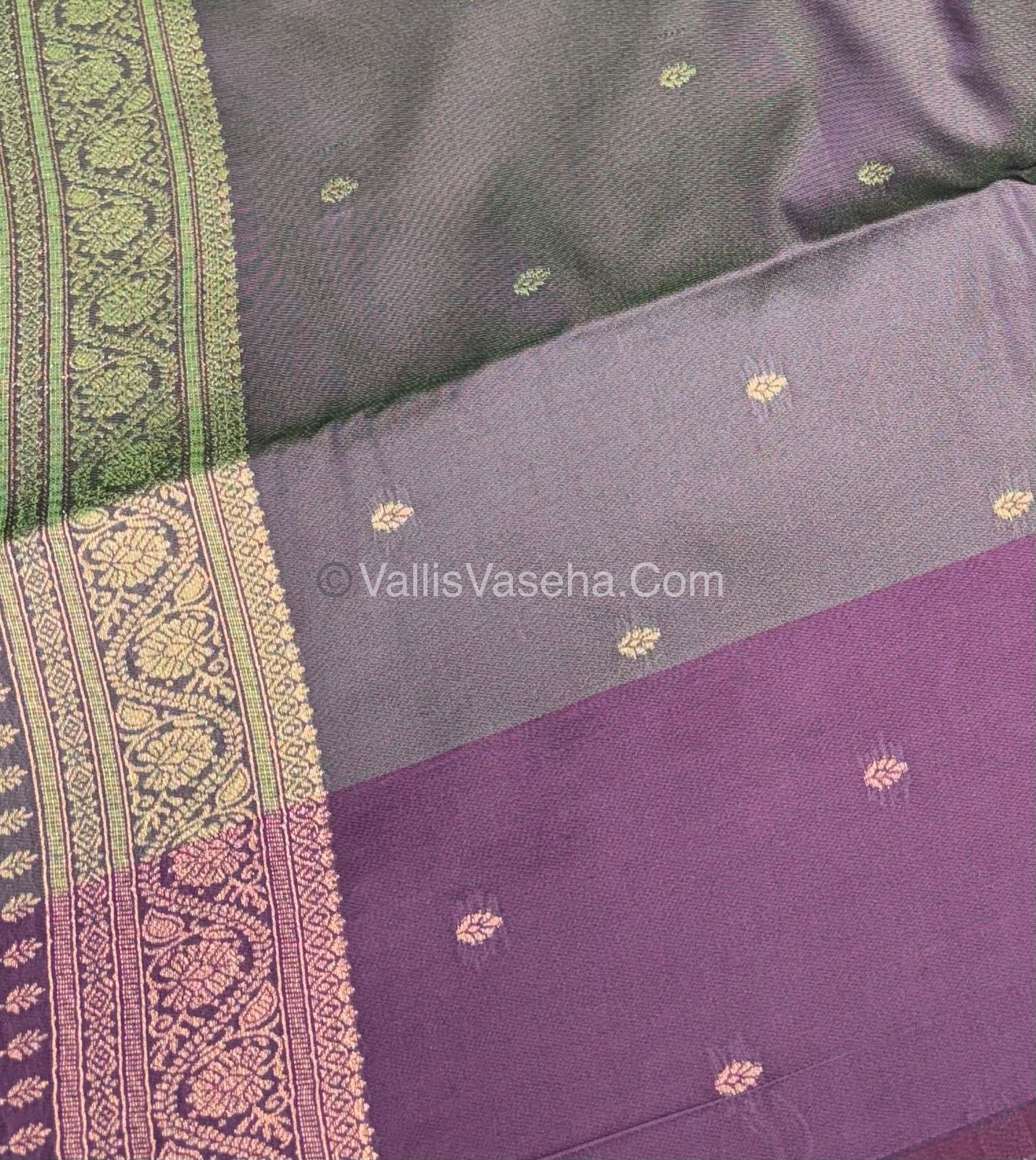 Semi Soft Silk - Green With Violet Shade -VVSSS031 - 2