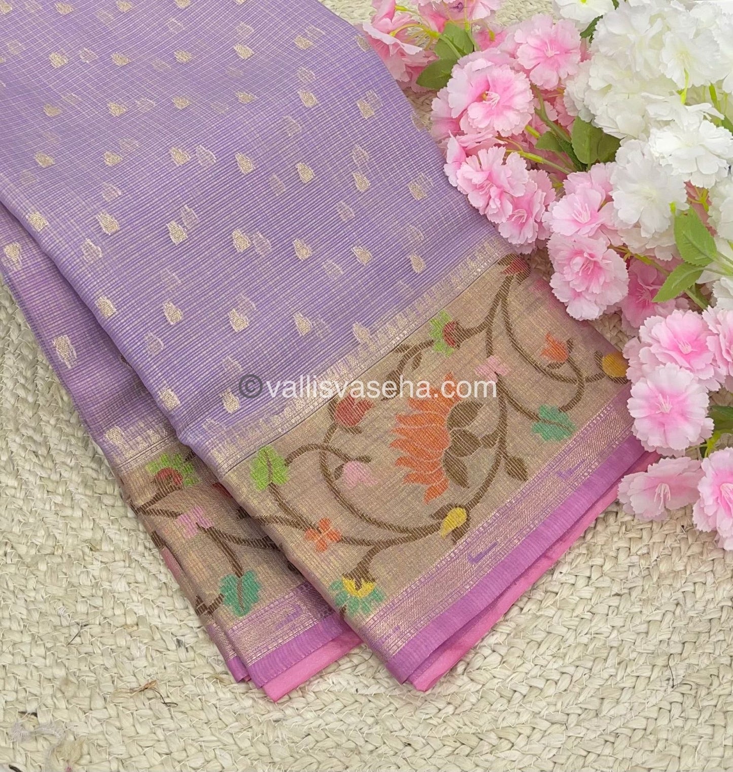 Kota Saree - Paithani Border - Light Lavender with Pink - VVKPS001