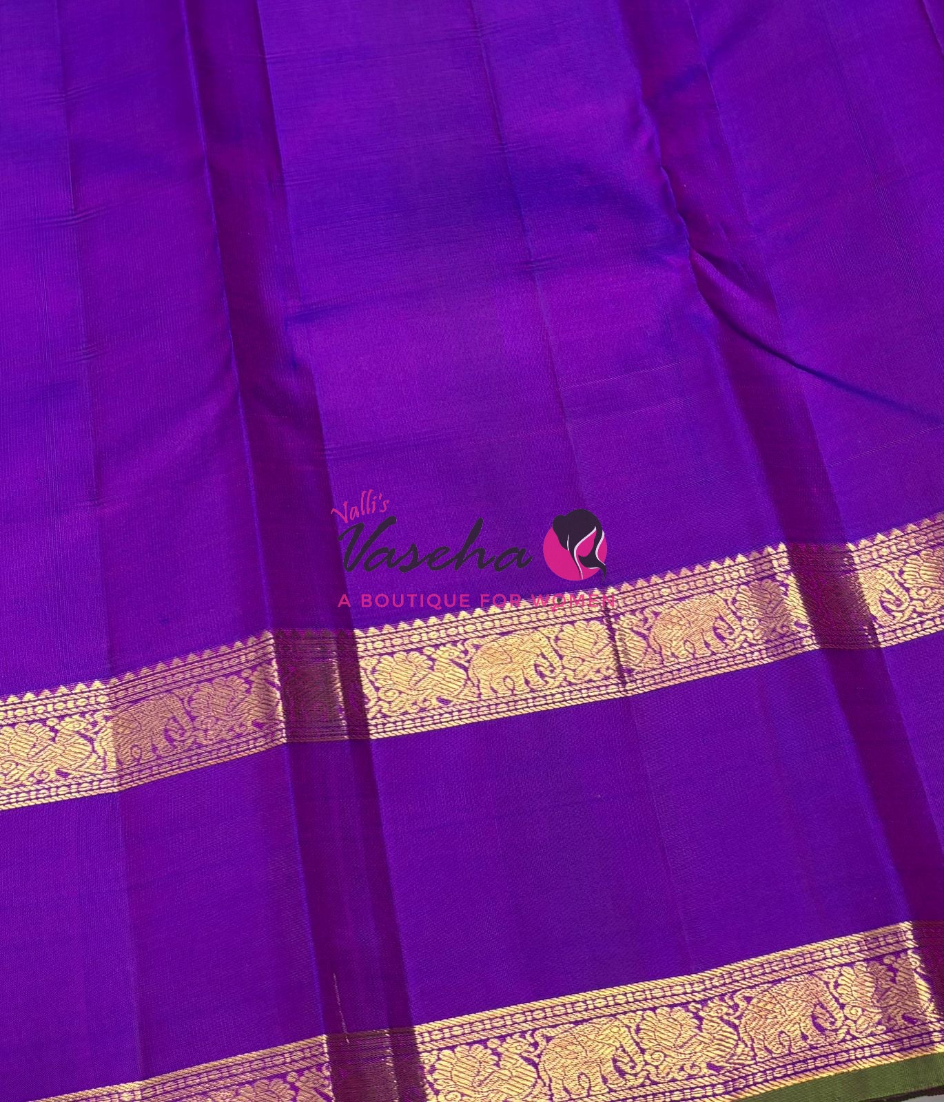Pure Kanchipuram Silk Saree - Peachish Pink & Purple shade - VVPS022