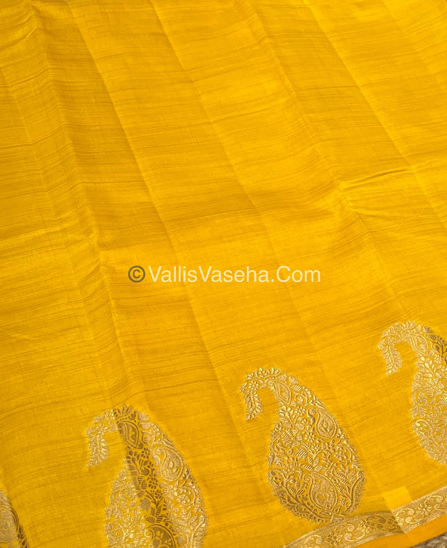 Semi Tussar Silk - Small Mango - Mango Yellow Shade - VVSTS002