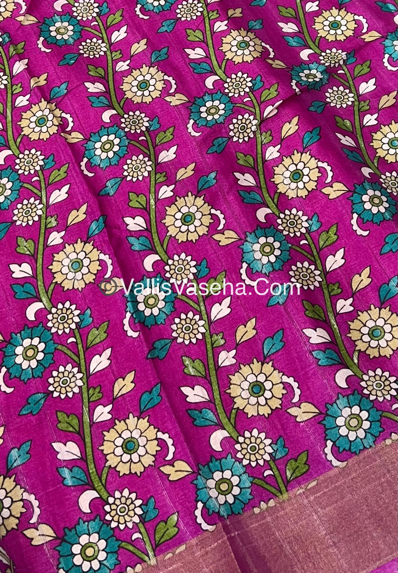 Casual Wear - Mill Print - Fancy Art Silk Tussar Saree - VVFAS002