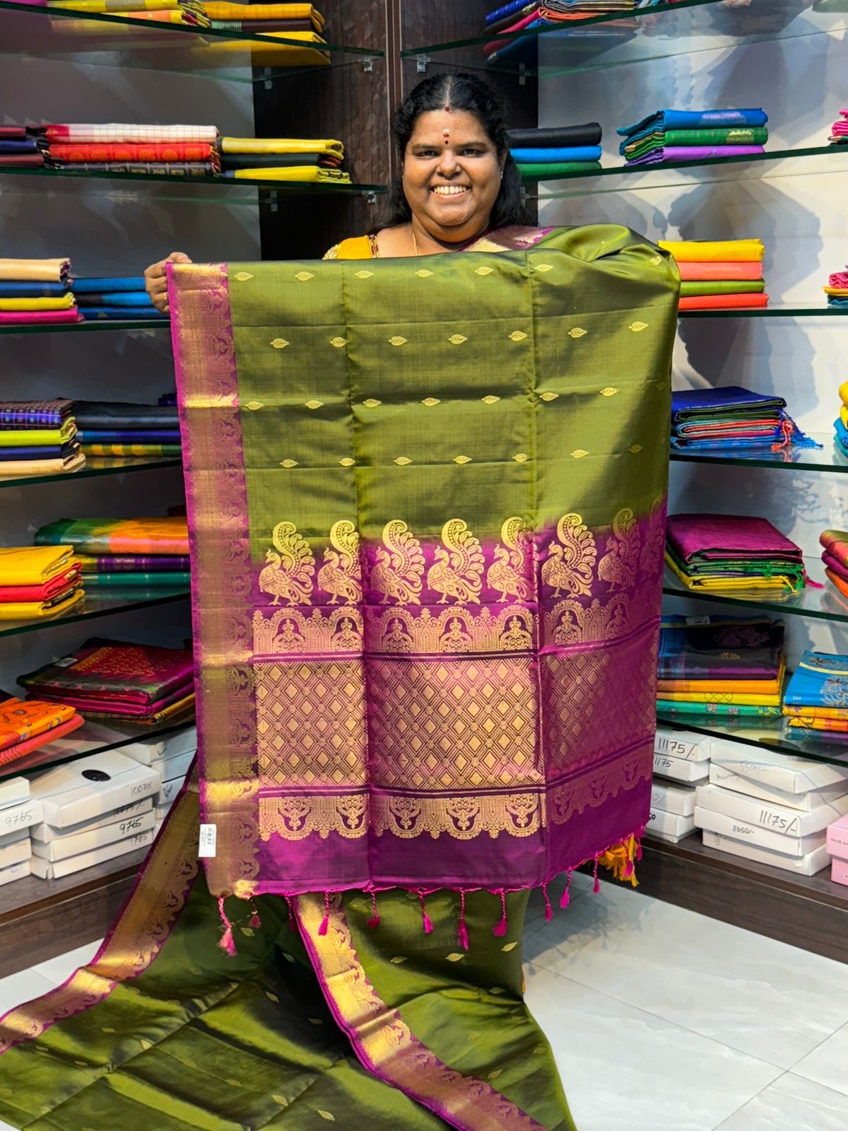 Pure Soft Silk Saree - Green with Purplish Pink Combo - VVPSS015