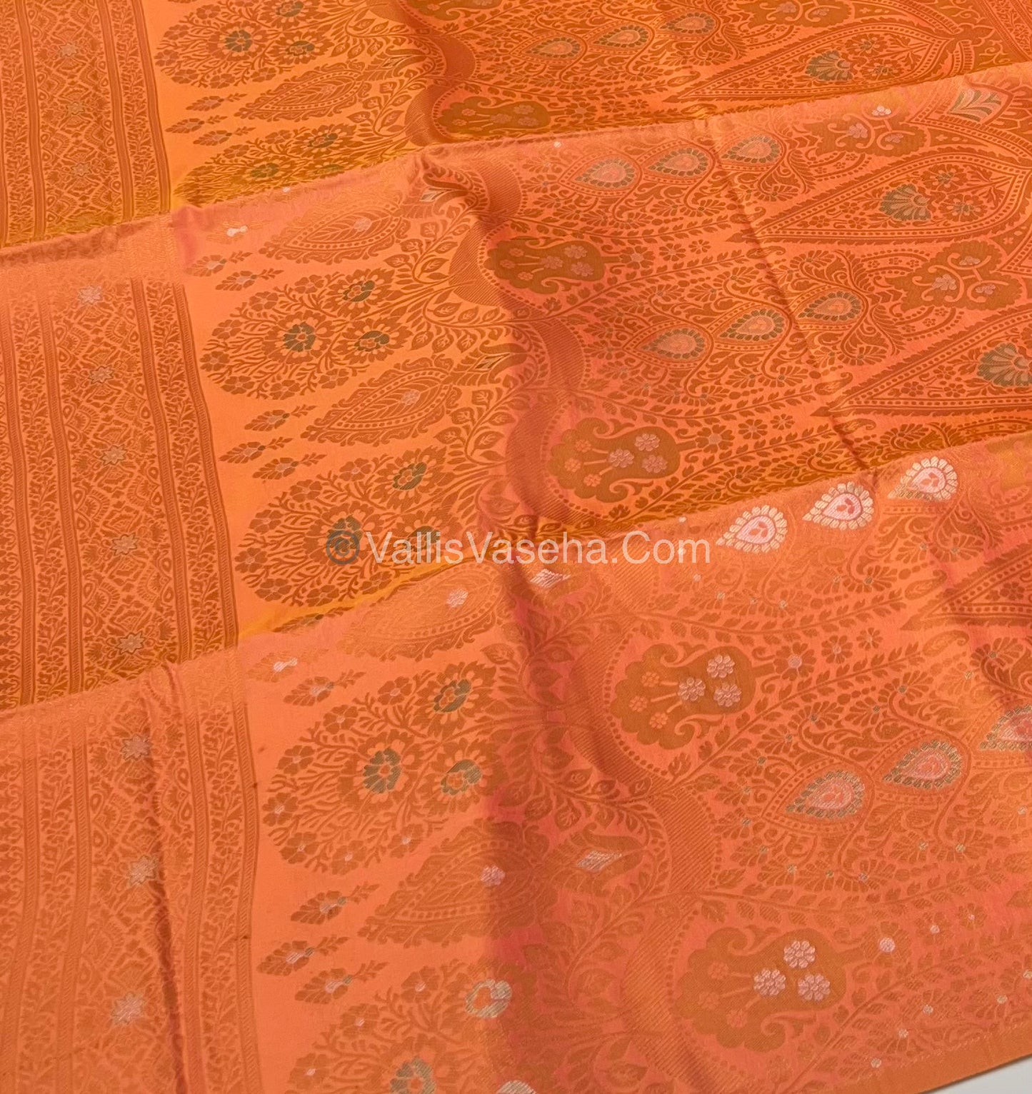 Semi Soft Silk - Border Butta - Peach Mixed Gold Shade -VVSSS010