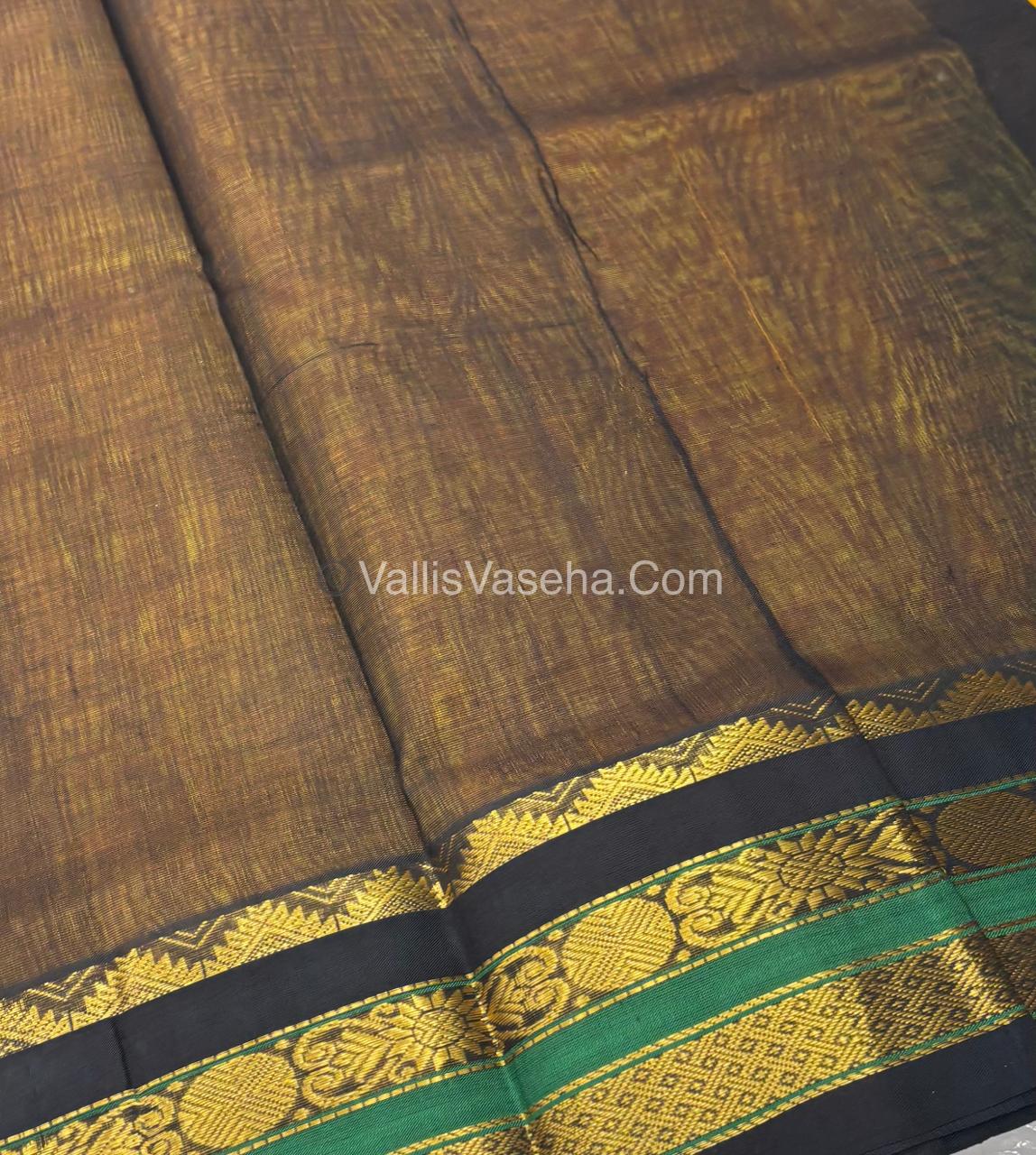 Pure Korvai Silk Cotton - Yellow with Black Combo - VVKSC007