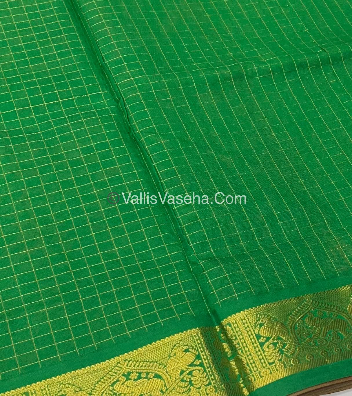 Semi Silk Cotton Saree - Blue With Green shade - VVSSC003